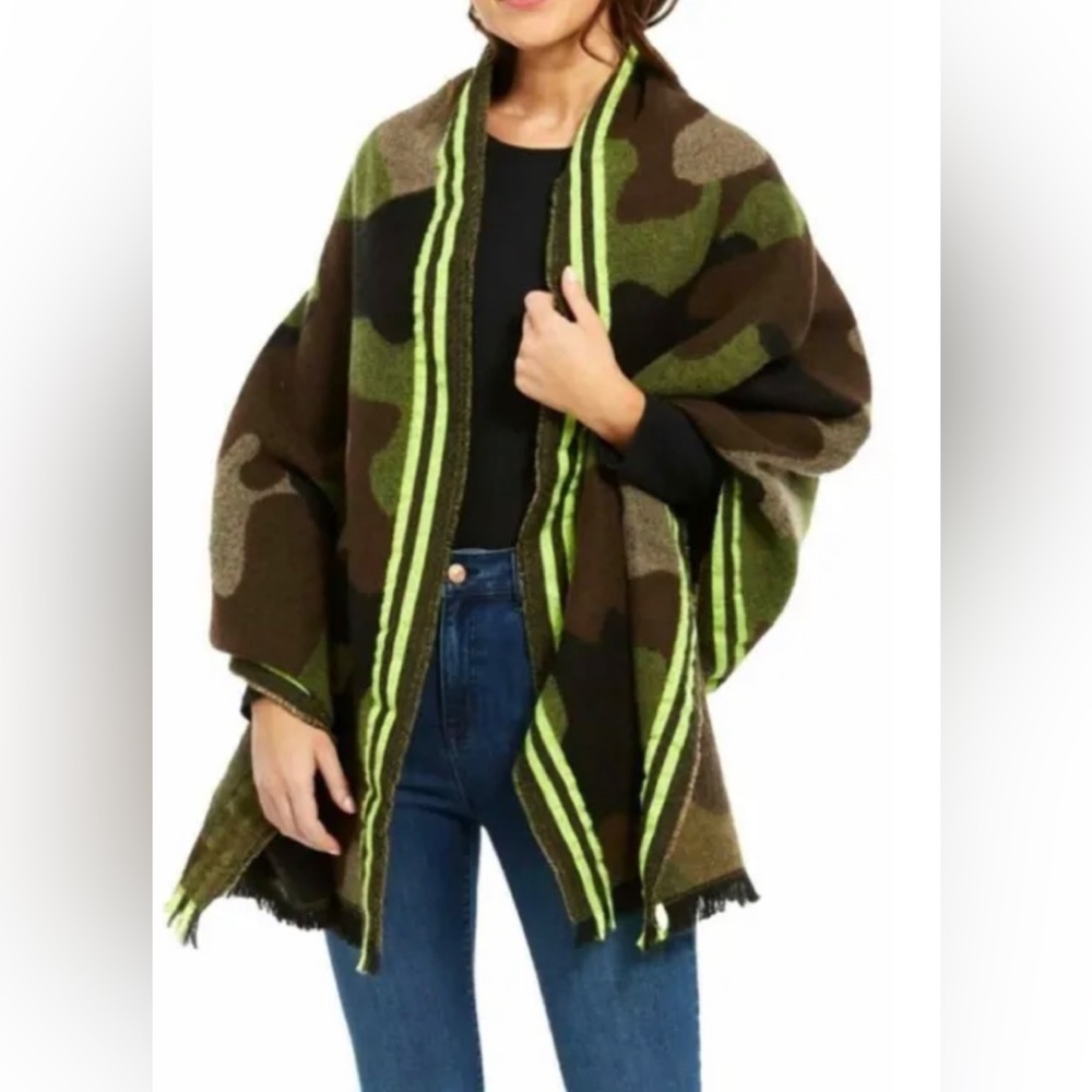 DKNY CAMO Camouflage & STRIPED Printed Rectangular OVERSIZED BLANKET Scarf - Picture 1 of 3